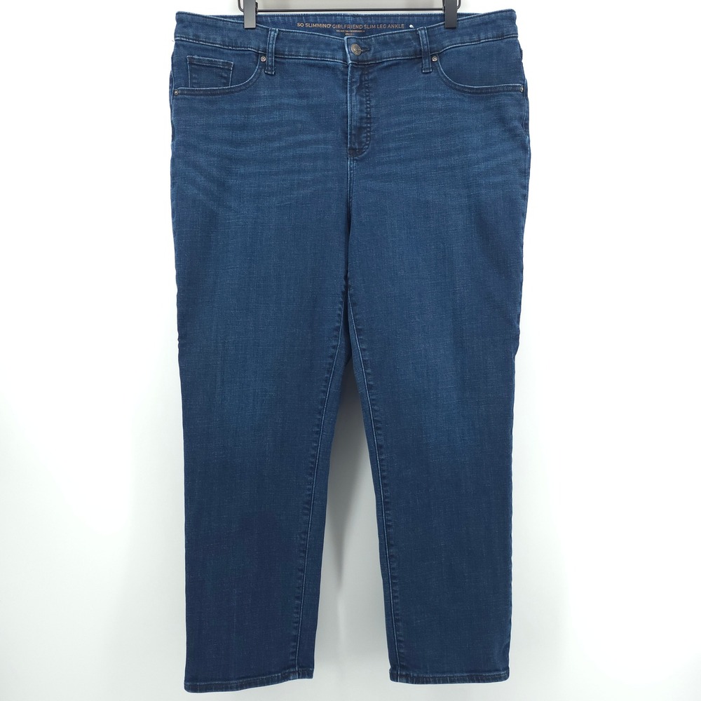 Chico's So Slimming Girlfriend Womens Jeans 3R (US 16R) Blue Ankle Slim Leg
